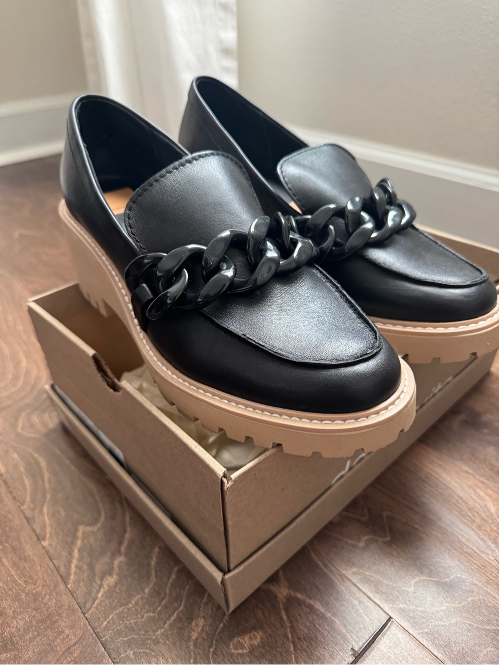 Dolce Vita Black Platform Chain Loafer Wedges - Women - Picture 2 of 5